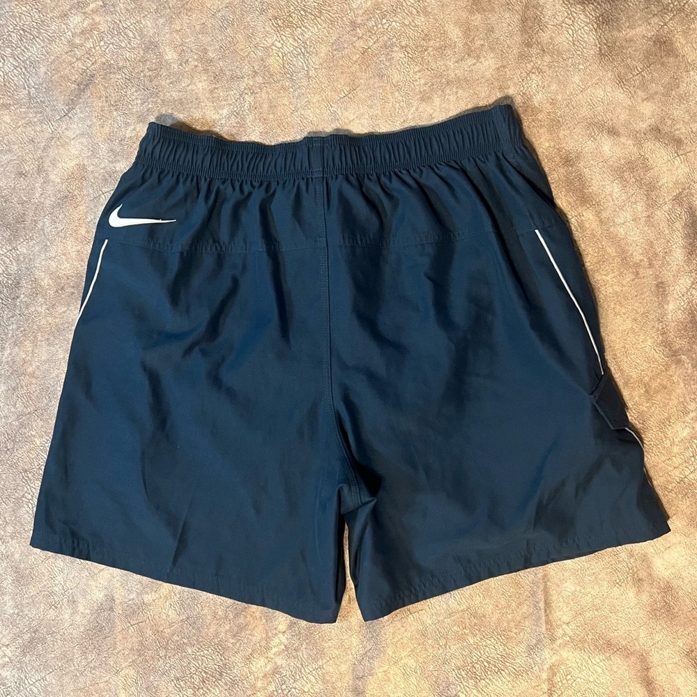 Nike Men’s Vintage Navy Blue Mid Weight Polyester Athletic Swim Trunks Size L